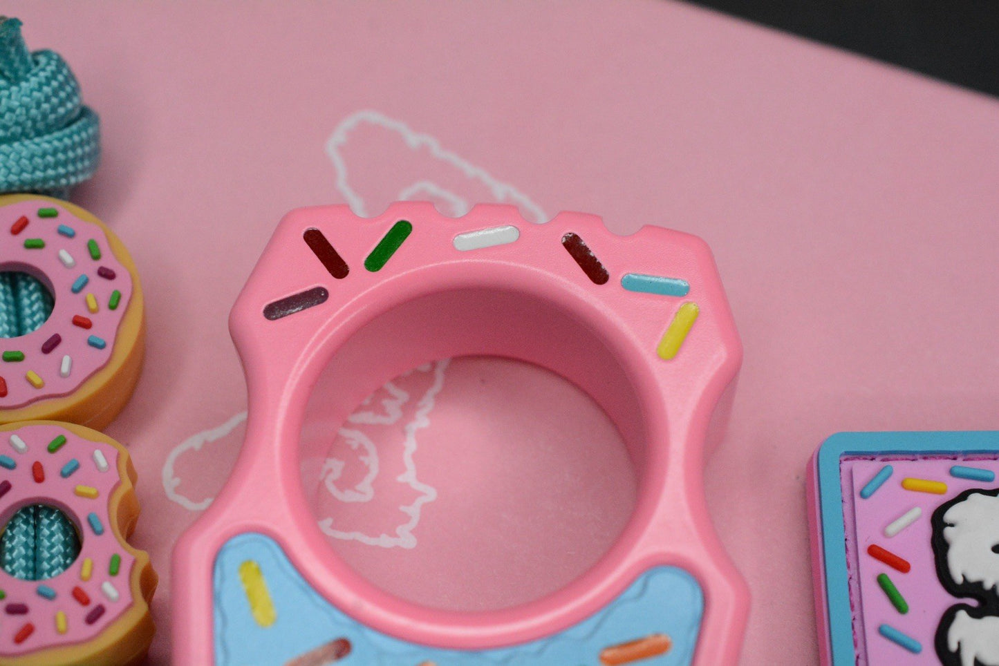 NEW SWAMP EDC Swampy Whale - Dessert Warrior Donut Print Pink w/ Beads & Patch