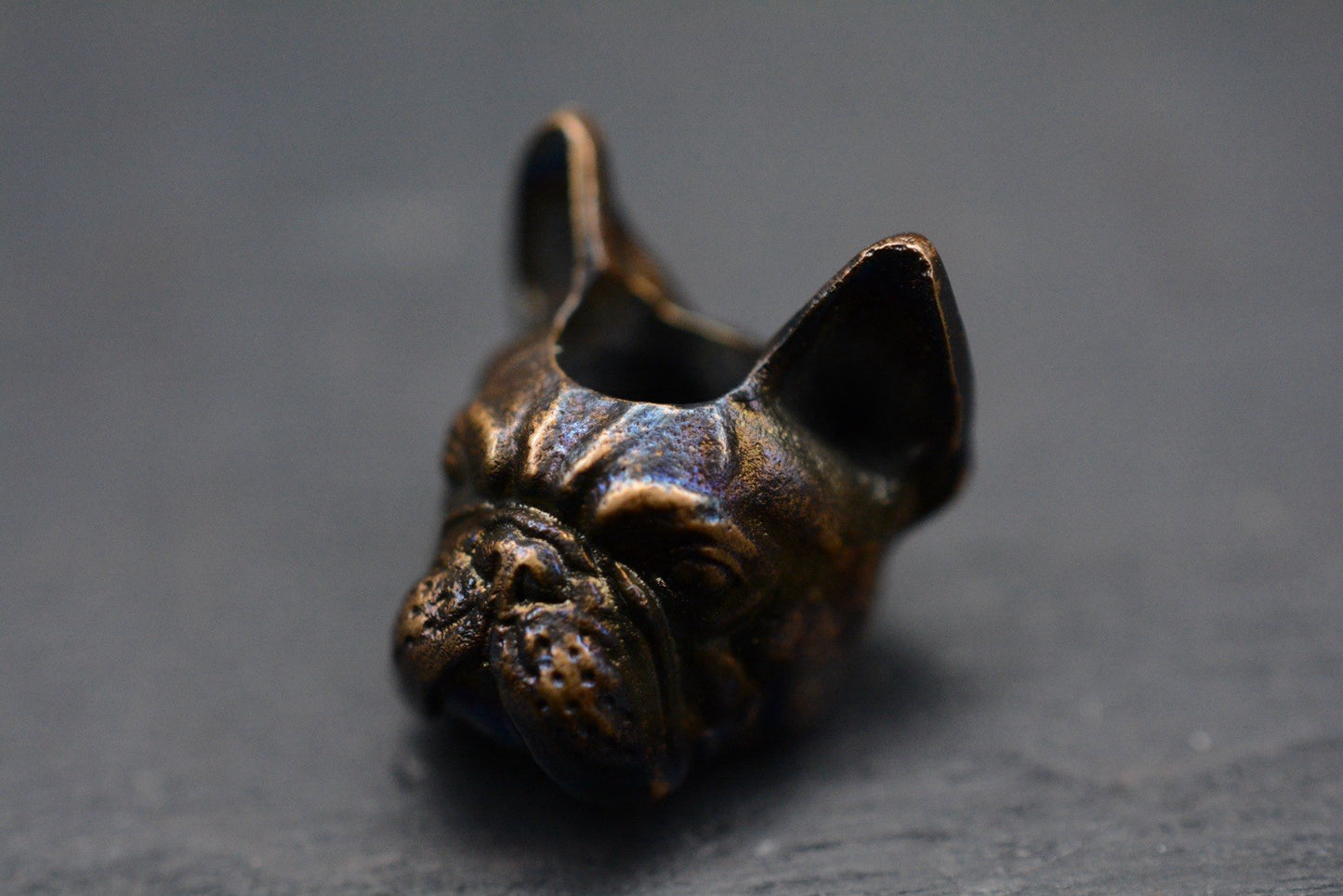 CUSTOM EDC Frenchie Bulldog “Louie” Bronze Bead Re Playge Microtech