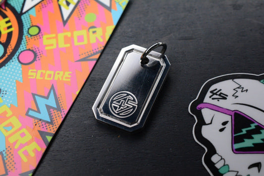 RARE 4t5 Design Mini Dog Tag Polished Titanium Stamped Logo Re Playge Microtech