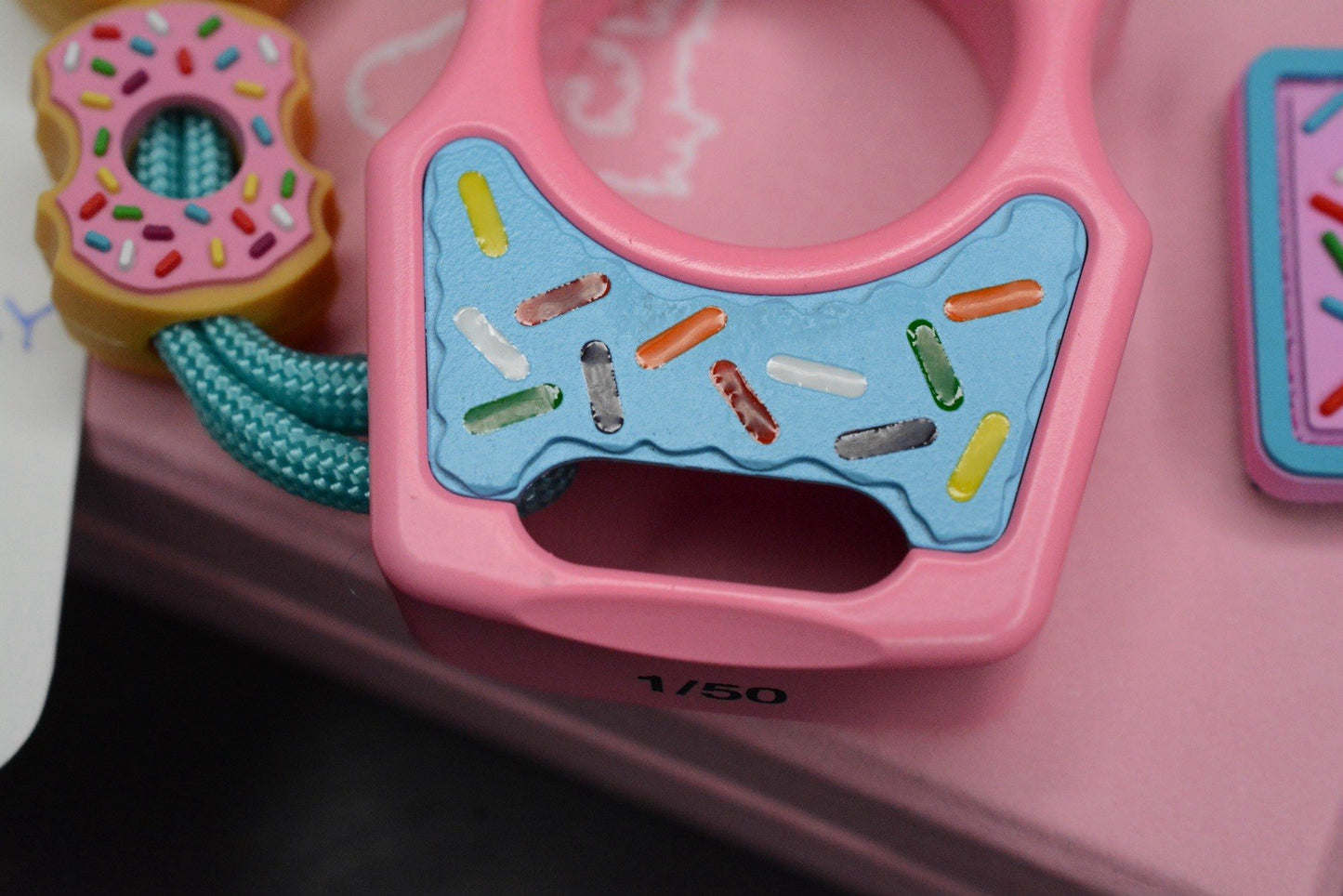 NEW SWAMP EDC Swampy Whale - Dessert Warrior Donut Print Pink w/ Beads & Patch