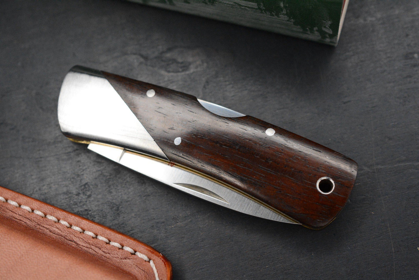 RARE++ Al Mar Denali Top Gun Cocobolo Handles SS Bolsters w/ Leather Sheath