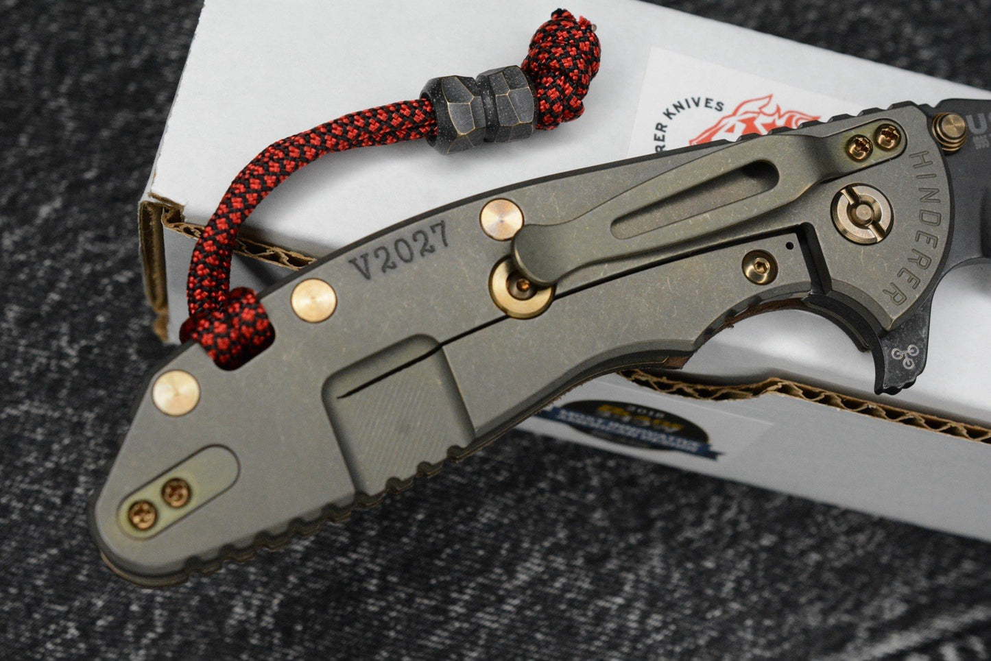 RARE Hinderer Skinny XM-24 - Walnut Handle/ Antique Green Ti - Battle Worn