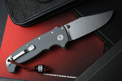NEW Demko AD20 XXX Shark Lock - Grey G10 / CPM3V Stud Only w/ Poison Bead