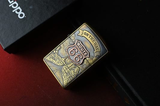 RARE CUSTOM ZIPPO x Route 66 Anniversary Edition - Brass & Copper Lighter