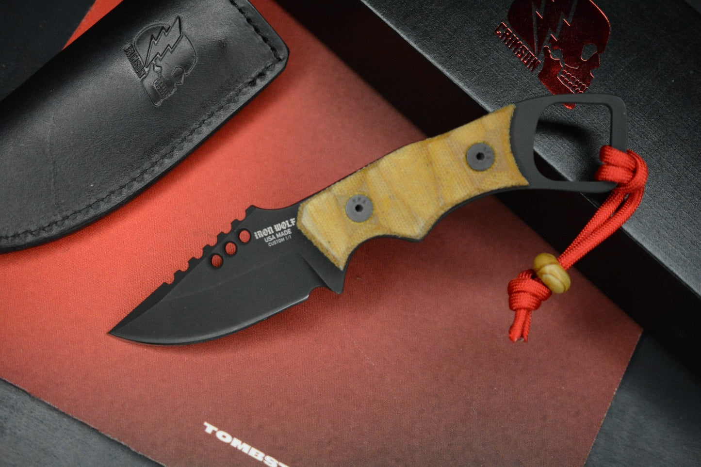 RARE Crimson Customs RPM Iron Wolf Black / Butterscotch Micarta (1of 1 Custom)