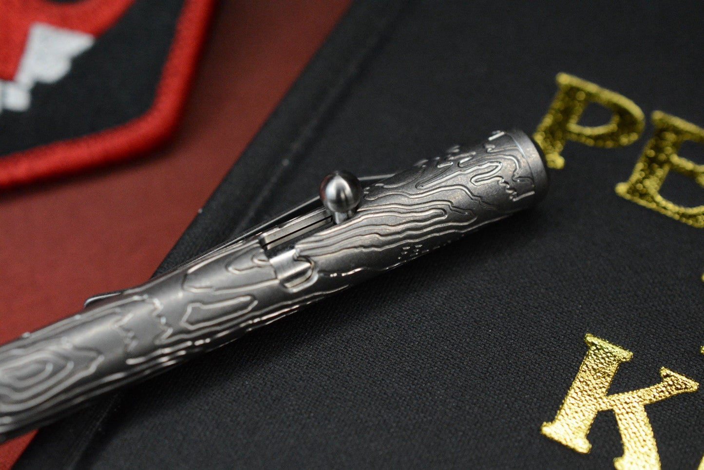 RARE Triple Aught Fellhoelter Ti-Bolt Custom Topo Titanium Pen w/Skull TAD Patch