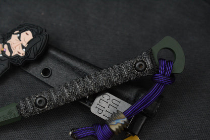 RARE Half Face Cardiac Spike Black Micarta / Highland Green G10 w/ Wick Pack