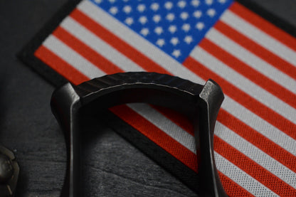 CUSTOM CJ’s Cave 1FK Diamond Plate Patina Brass Bottle Opener w/CKF Bead & Patch