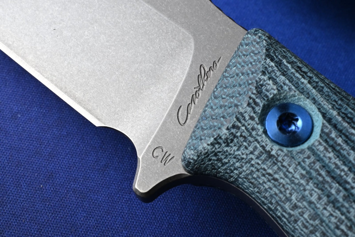 RARE Carothers Performance Knives FK3 Field - Blue Canvas Micarta / Magnacut