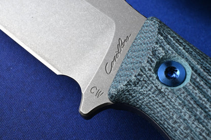 RARE Carothers Performance Knives FK3 Field - Blue Canvas Micarta / Magnacut