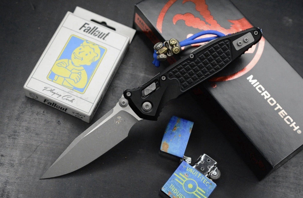 Microtech Fallout NEW Microtech Socom Elite RAM-LOK Black Aluminum Frag/ M390 w/ Fallout ...