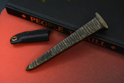 RARE++ Kopis x Urban XL Brass Black Worked “COFFIN NAIL” Tex-Etched Spike