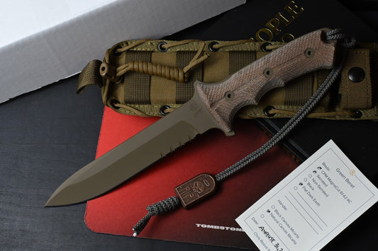 NEW Chris Reeve Knives Green Beret - Micarta/Tan FDE Magnacut w/Tombstone Bead
