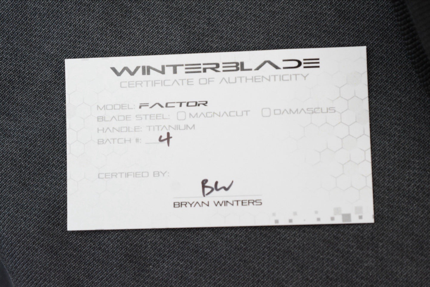 NEW Winterblade Factor B4 Natural Diamond Ti/ MagnaCut & Pink / Purple Timascus