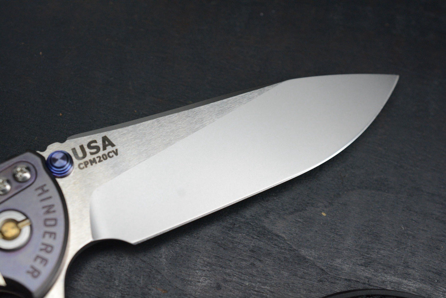 RARE Hinderer Spec Assembly XM-18 2-Tone/ Natural Micarta / Purple BB Brass Hdw