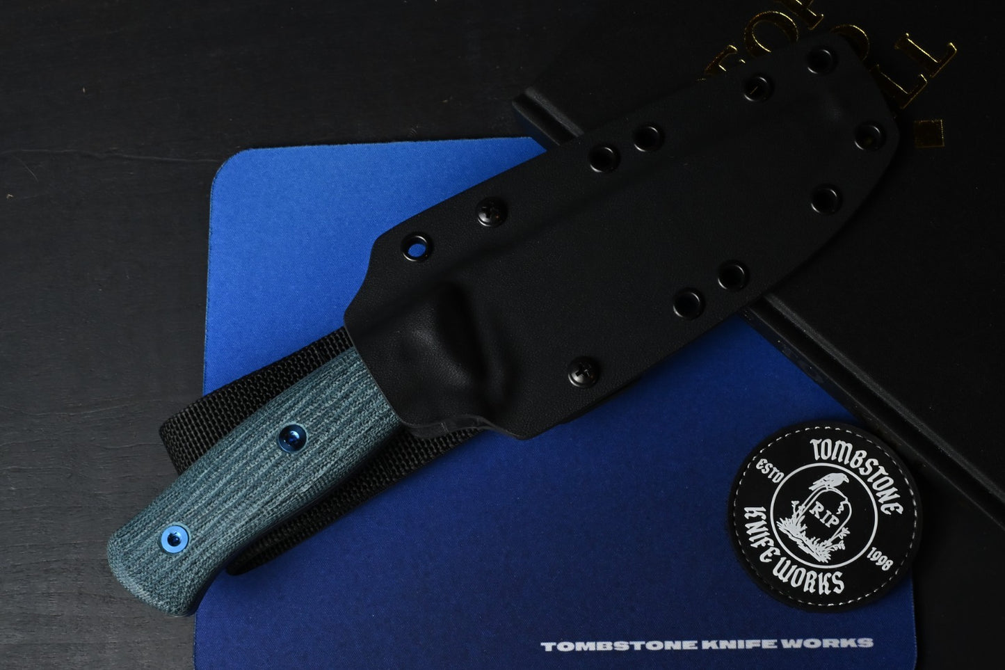 RARE Carothers Performance Knives FK3 Field - Blue Canvas Micarta / Magnacut