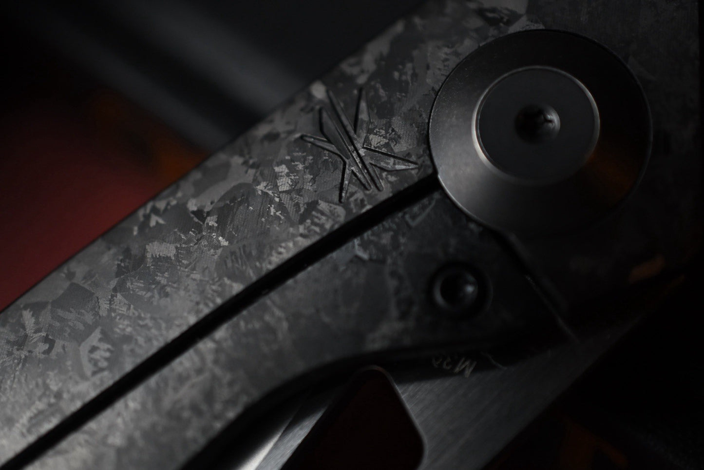 RARE Custom Knife Factory x Keanison Basset - Blackened Crystalized Ti / M398