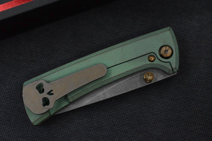 NEW CHAVES Knives RCK9 - Green Dragon Scale Mod Ti / M390 Drop Point / Ano Ti
