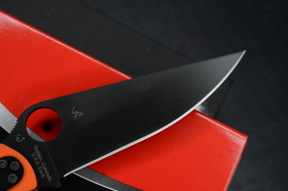 RARE Spyderco EXC Military 2 Black DLC /Orange G-10 Comp Lock w/Poison Bead