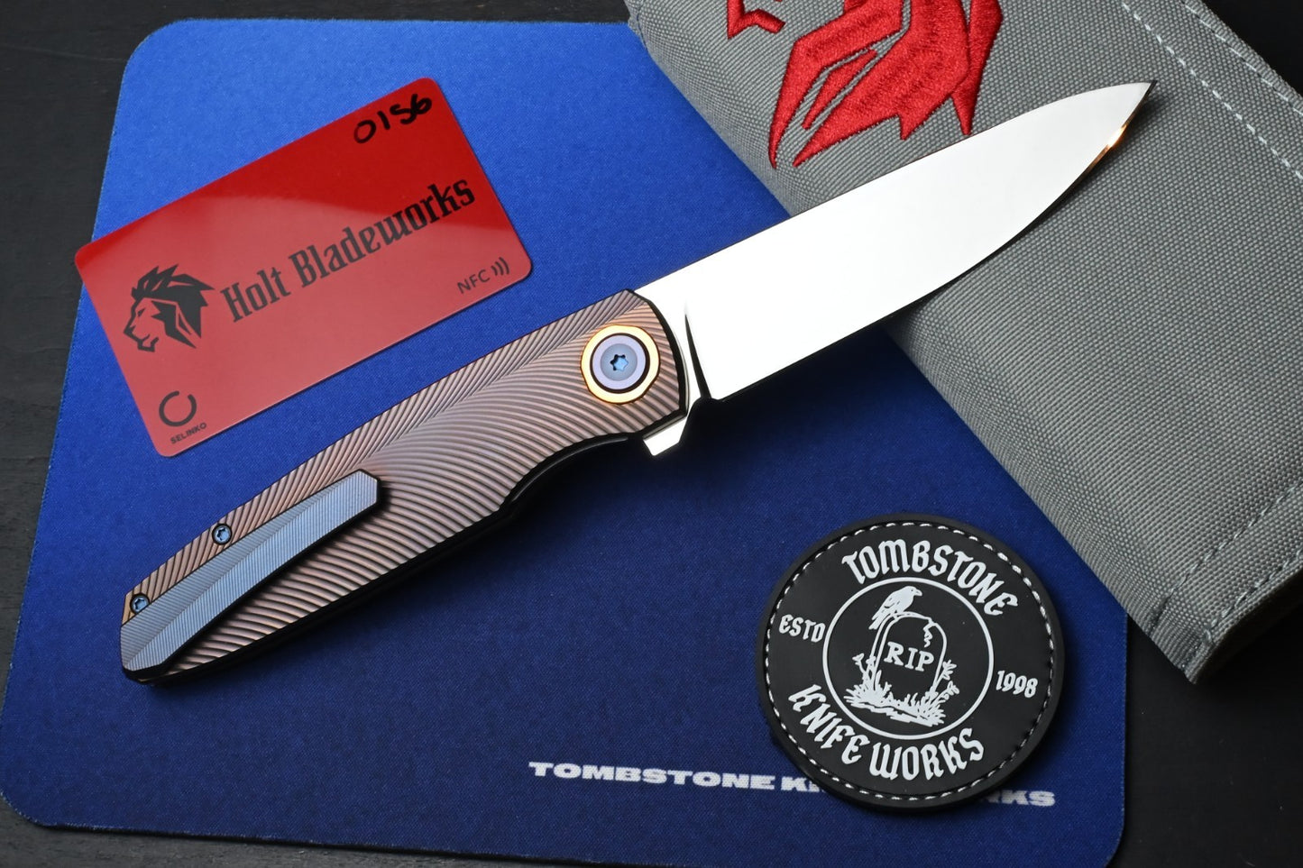 RARE Holt Bladeworks Outlaw - OP156 Feather w/ Phosphorus Bronze Collars / M390