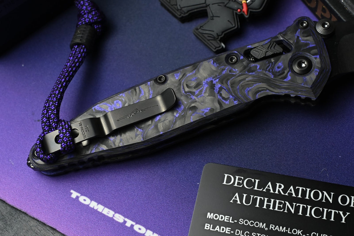 NEW Microtech x NCB EXC Socom - Purple Haze Carbon Fiber Black DLC w/Wick Pack