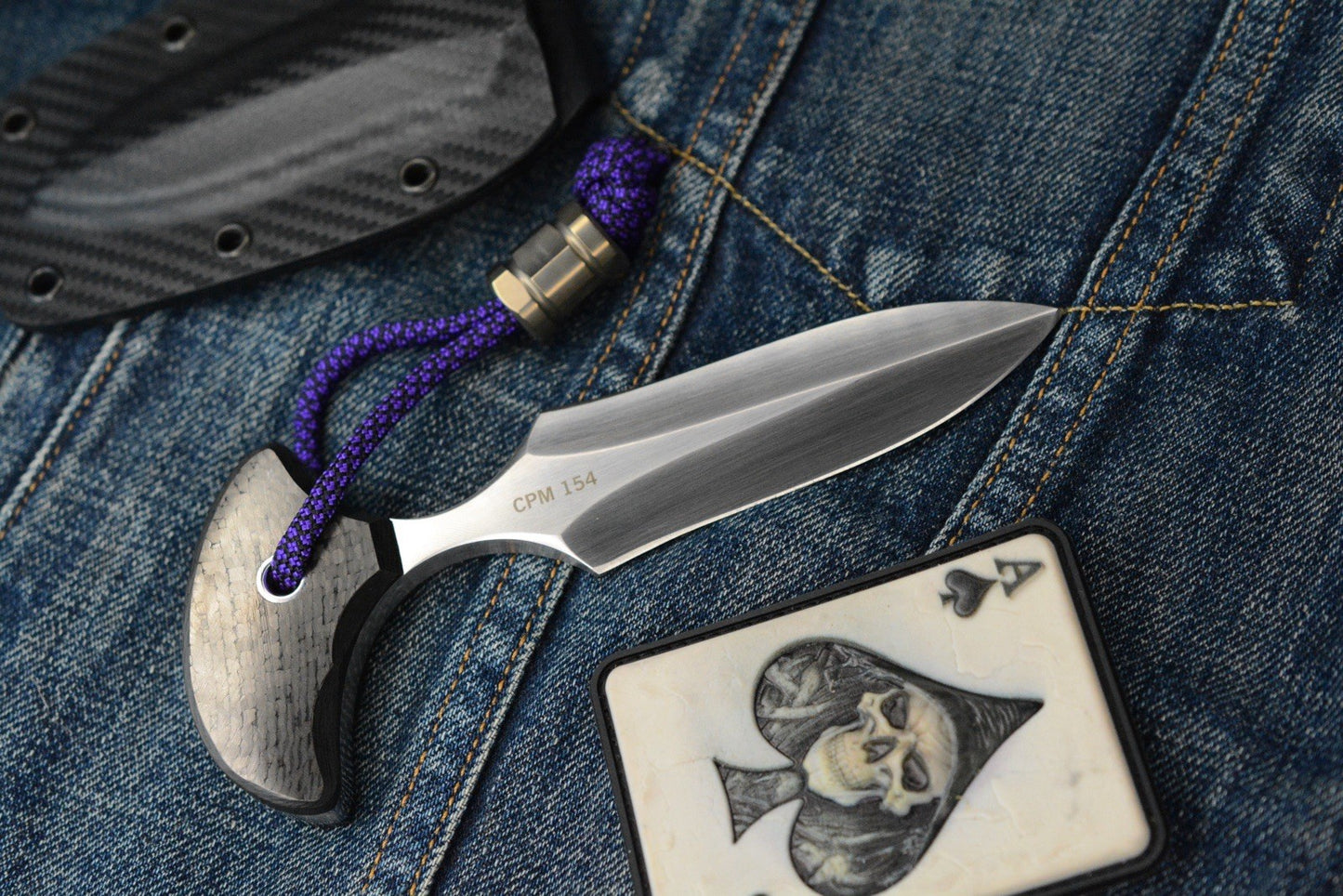 RARE Mike Irie Fixed Blade Carbon Fiber V2 Hand Ground 154CPM / Sheath