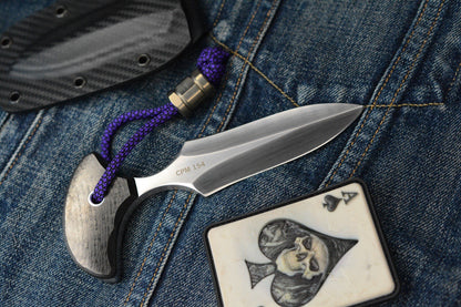RARE Mike Irie Fixed Blade Carbon Fiber V2 Hand Ground 154CPM / Sheath