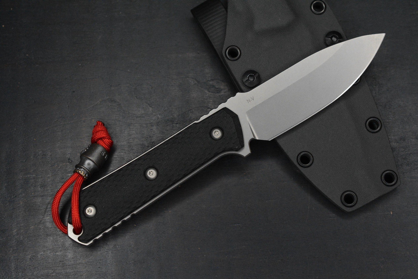 CUSTOM Burnley Kihoku Fixed Blade Black Micarta/AEBL Blade w/ Rare Poison Bead