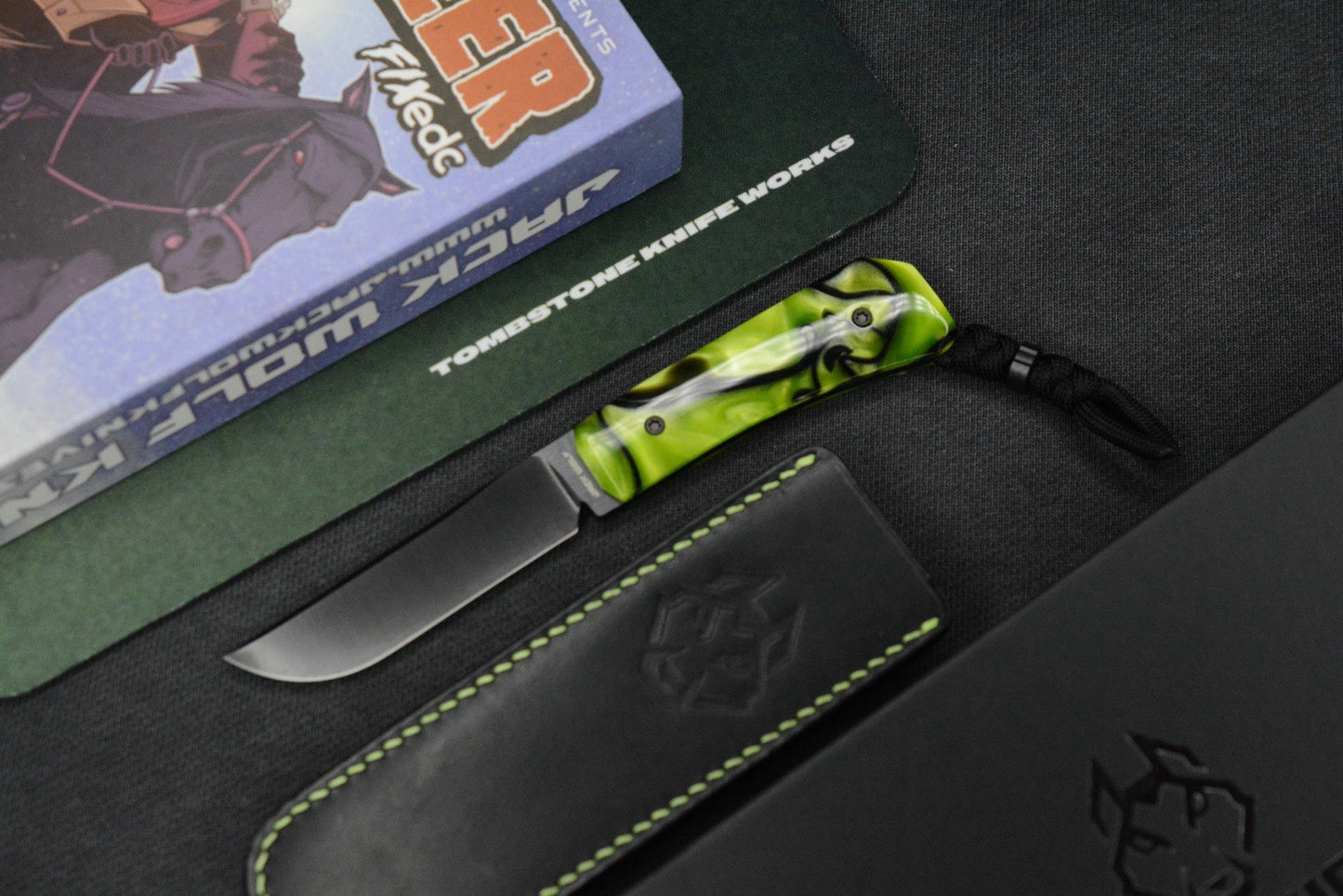 NEW Jack Wolf Pioneer Jack FIXedc - Kirinite Toxic Green / S90V w/ Sheath