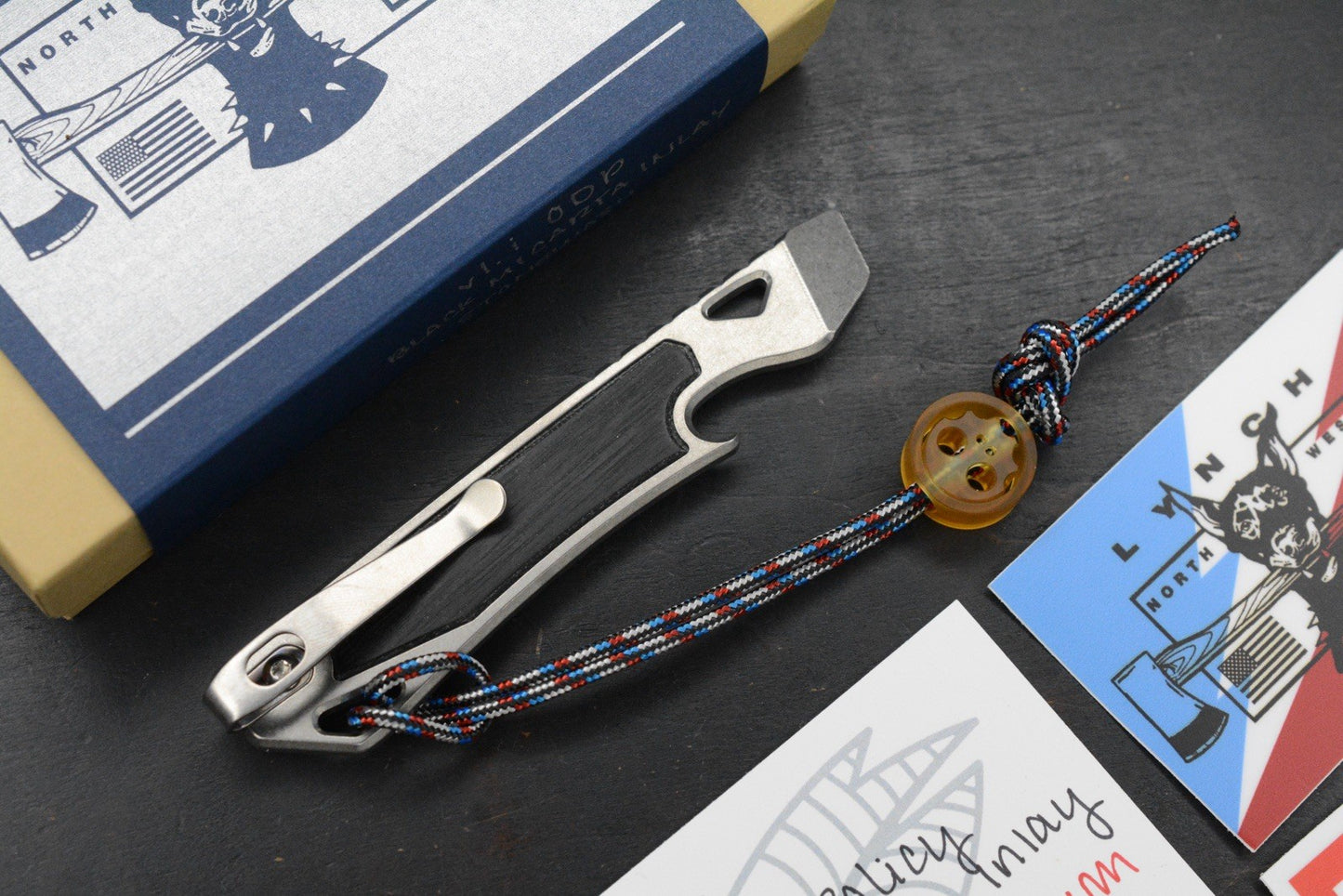 NEW Lynch NW Open Door Policy Pry - SW Ti / Black Micarta Inlays w/ Ultem Bead