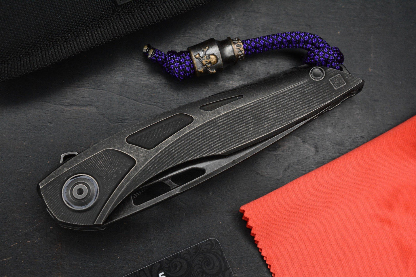 RARE Custom Knife Factory Sukhoi 5 Blackwash  w/ Crystalized Ti Backspacer /M398