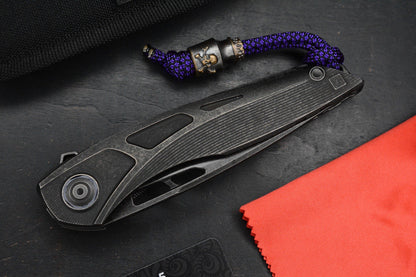 RARE Custom Knife Factory Sukhoi 5 Blackwash  w/ Crystalized Ti Backspacer /M398