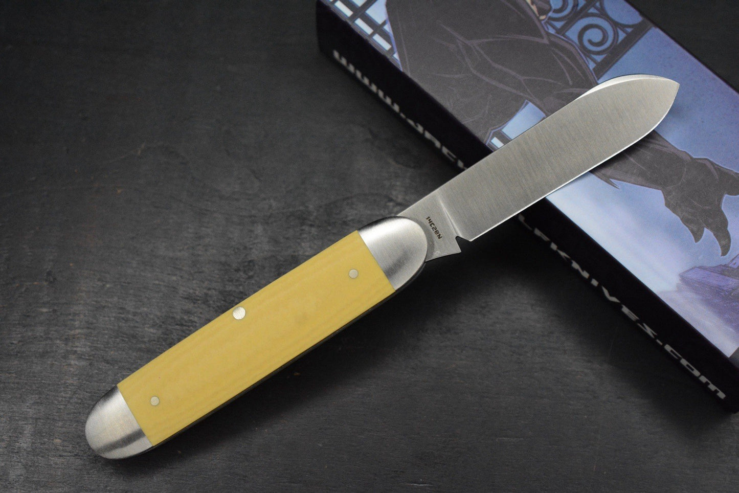 NEW Jack Wolf Knives Gateway Equal End Antique Ivory Paper Micarta / Satin Blade