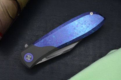 NEW Jack Wolf Knives Scuffle Flipper Crystallized Blurple Ti - Clip Point S90V