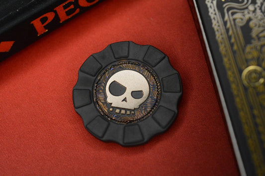 NEW HiTex x Triple Aught Design Mean Skull - Blackened / Anodized Titanium Coin