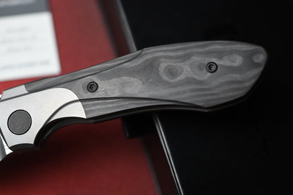 NEW Null Knives Voodoo Doll - Acid Wash Damasteel / Black Camo Carbon Fiber