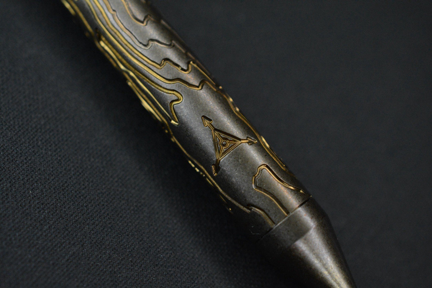 RARE Triple Aught Fellhoelter Ti-Bolt Custom Topo Brass Pen w/Skull TAD Patch