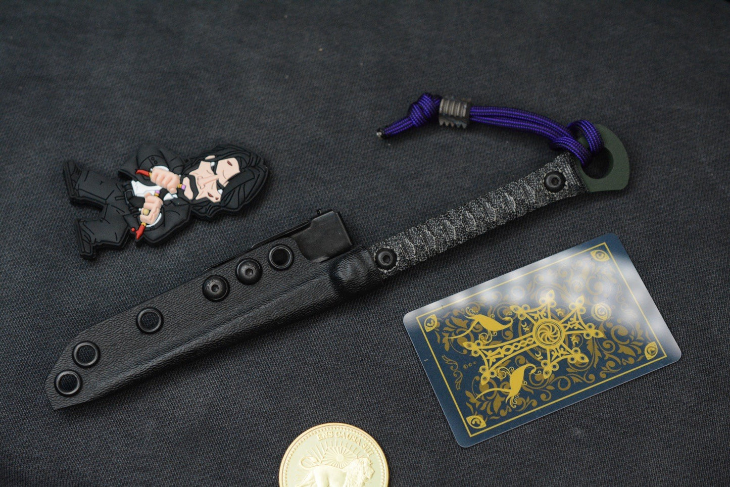 RARE Half Face Cardiac Spike Black Micarta / Highland Green G10 w/ Wick Pack