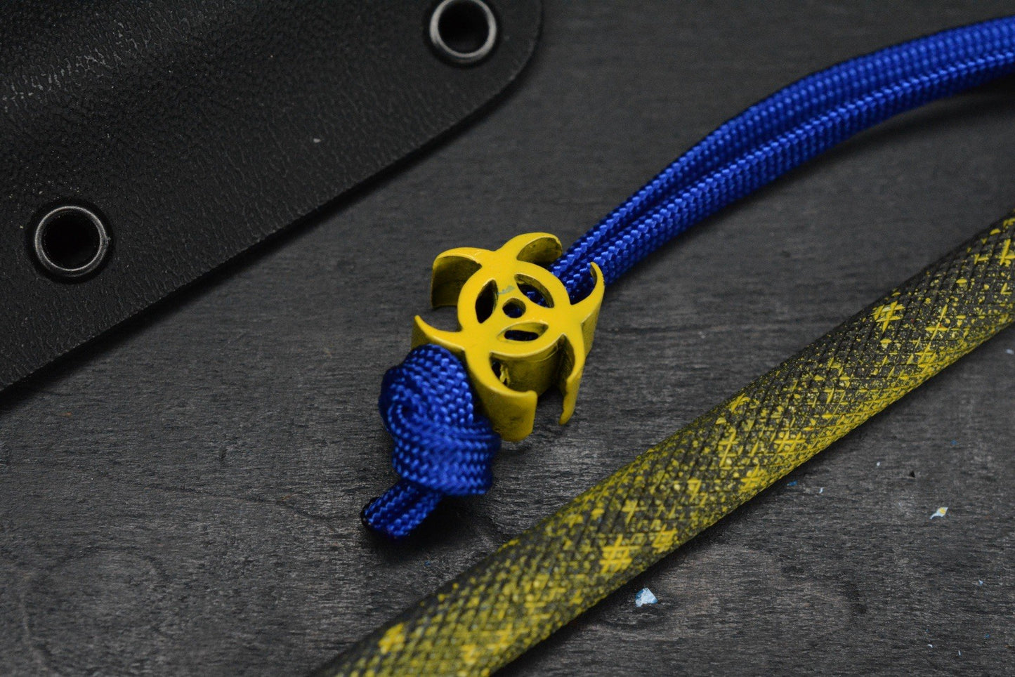 RARE TAC-P Ti PVD Black Spike Fallout Vault-Tec Blue/ Yellow w/ Bead & Patch