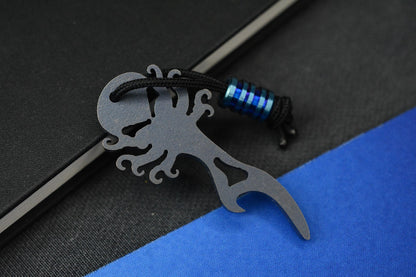 NEW Monkey Edge x Dmitry Streltsov Bottle Opener Octopus Ti Blue Damascus