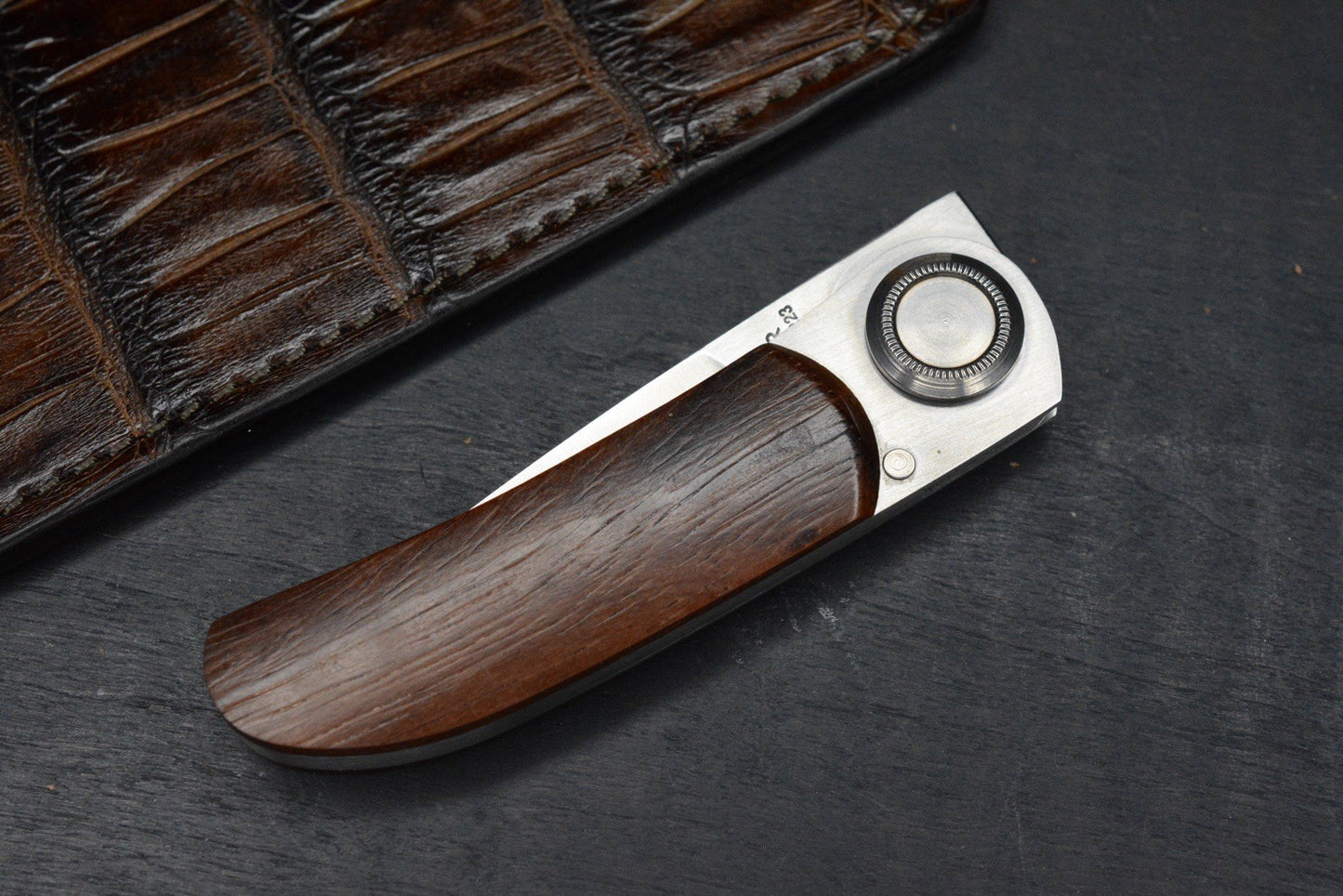 RARE Gerber Paul Knife 2PW Cocobolo Wood Handles w/ Robertson Gator Sheath