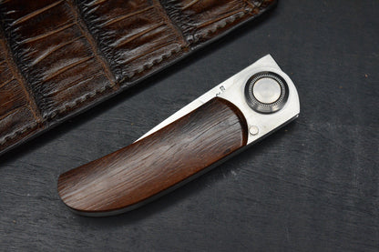 RARE Gerber Paul Knife 2PW Cocobolo Wood Handles w/ Robertson Gator Sheath