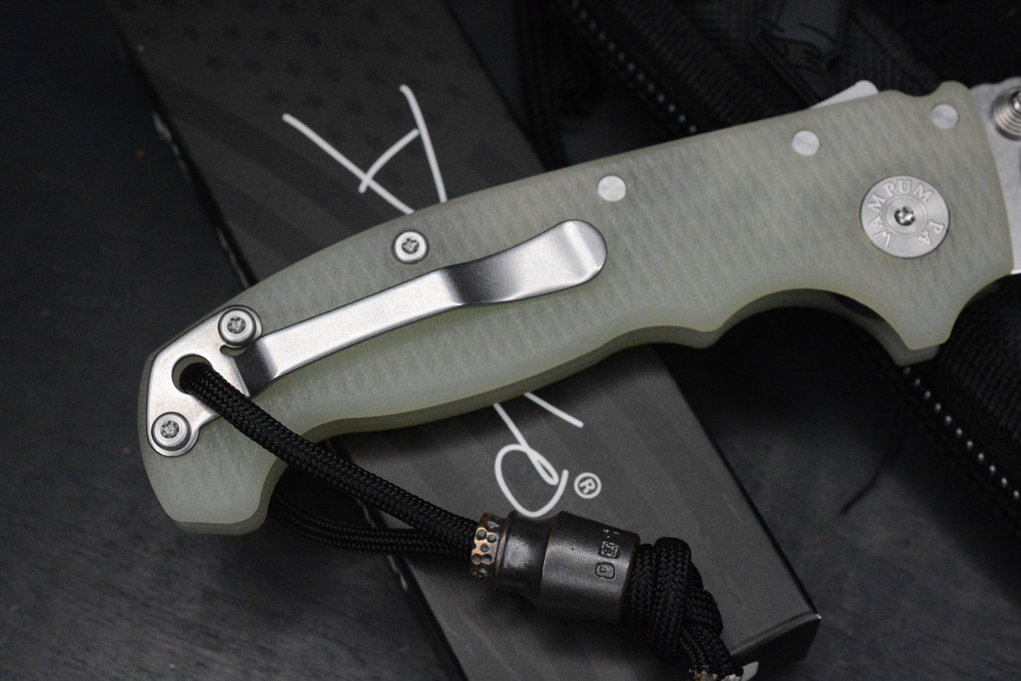 NEW DEMKO AD20 FULL SIZE Trans G-10 Magnacut Clip Point w/Poison Bead & JW Patch