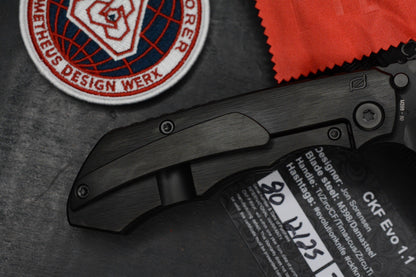 RARE Custom Knife Factory Rotten Evo 1.1 Barked Black DLC/S90V Matte w/PDW Patch