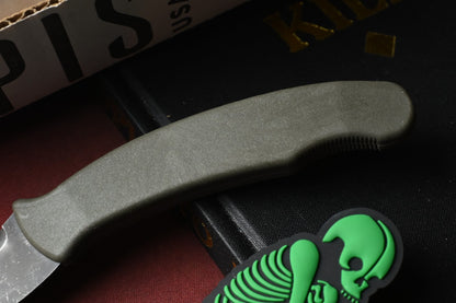 RARE Ed’s Manifesto & Kopis Designs Sneakreaper Elvia Field Knife Green /Polish