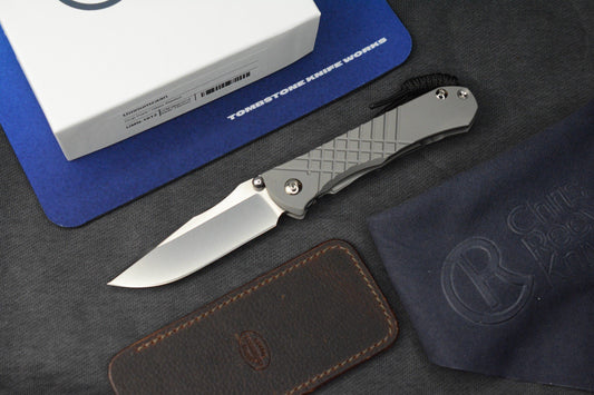 NEW Chris Reeve Umnumzaan - Glass Blasted / Drop Point Magnacut w/ Leather Sheath