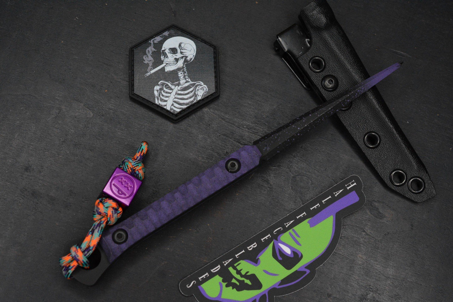 RARE Half Face Cardiac Spike Halloween SE Purple G-10 w/TKW Frankart & Patch