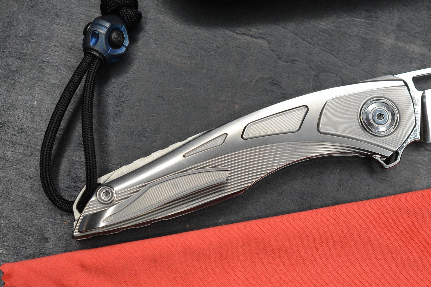 NEW Custom Knife Factory Sukhoi 5 Polished Blade & Scales /Crystal Ti Backspacer
