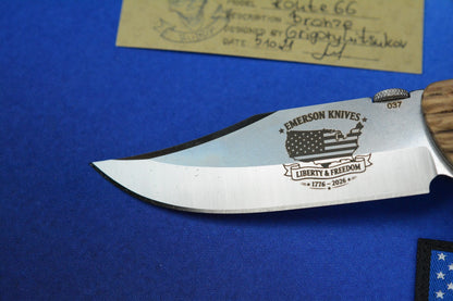 RARE Emerson Knives Liberty & Freedom - America 250 American Oak SN 37 of 50