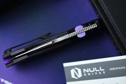 NEW Null Knives Voodoo Doll - Acid Wash Damasteel / Purple Haze Carbon Fiber